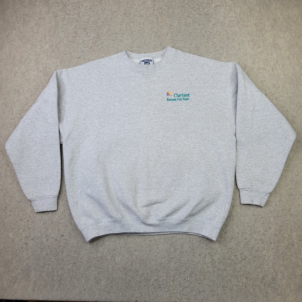 Vintage‎ Lee Ultraweight Sweatshirt Mens L Gray Pullover Crew Logo Made in USA